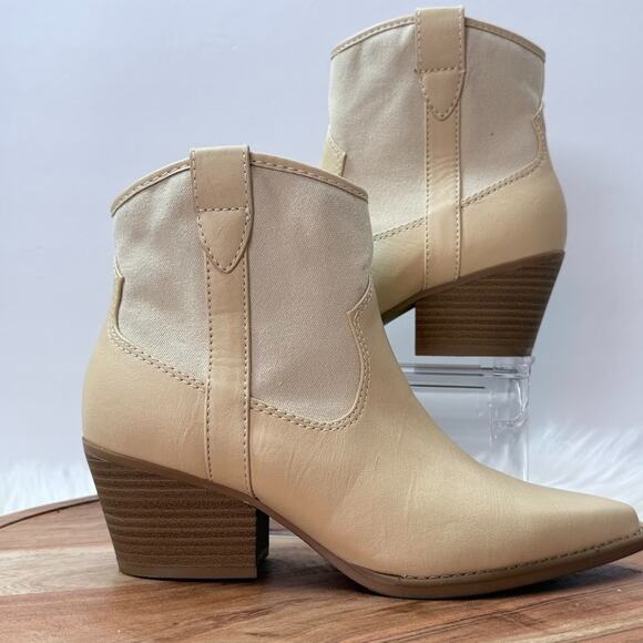 Universal Thread Womens Size 8 Kay Western Cowboy Side Zip Beige Ankle Boots - Picture 7 of 12